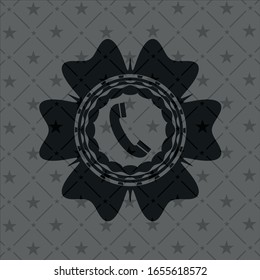 old phone icon inside black emblem. Vintage.