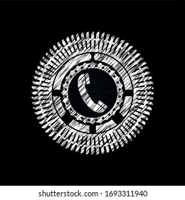 old phone icon inside chalk emblem
