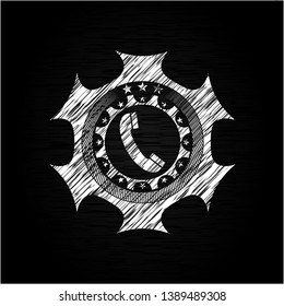 old phone icon inside chalkboard emblem