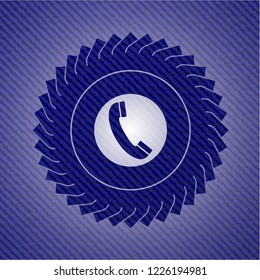 old phone icon inside jean background