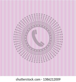 old phone icon inside pink emblem