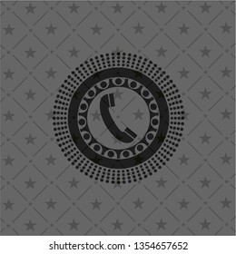 old phone icon inside realistic black emblem