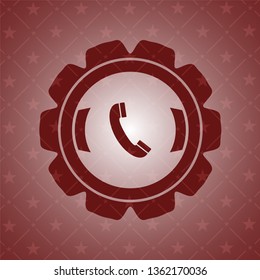 old phone icon inside realistic red emblem