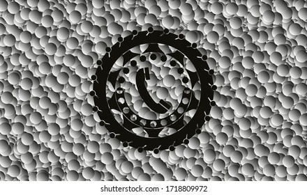 old phone icon inside realistic dark emblem with bubbles background. Vector Illustration. Detailed. 
