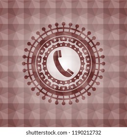 old phone icon inside red seamless geometric emblem.