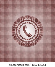 old phone icon inside red seamless geometric badge.