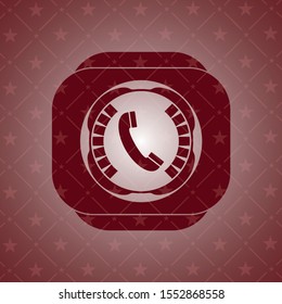 old phone icon inside red emblem. Vintage.