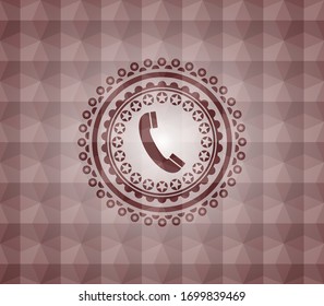 alte Telefonsymbol in rotem Emblem mit geometrischem Muster. Nahtlos.