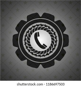 old phone icon inside retro style black emblem