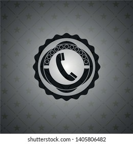 old phone icon inside retro style black emblem