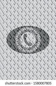 old phone icon inside silver shiny emblem. Scales pattern. Vector Illustration. Detailed.