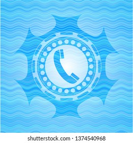 old phone icon inside water emblem background.
