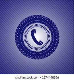 old phone icon with jean texture