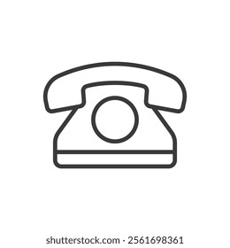 Old phone, icon in line design. Old, phone, vintage, retro, communication, classic, dial on white background vector. Old phone editable stroke icon