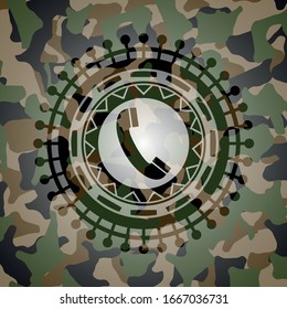 old phone icon on camo texture