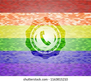 old phone icon on mosaic background with the colors of the LGBT flag