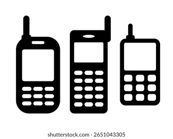Old phone icon set. Vector illustration.