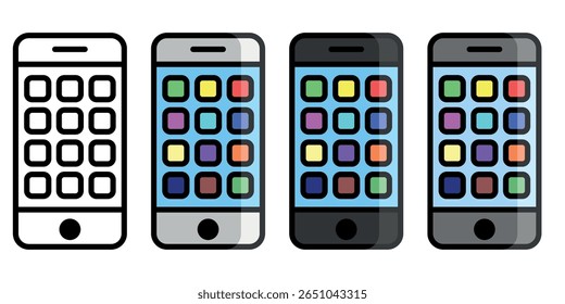 Old phone icon set. Vector illustration.