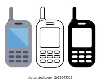 Old phone icon set. Vector illustration.