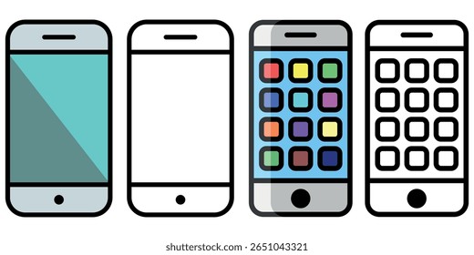 Old phone icon set. Vector illustration.