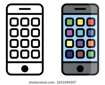 Old phone icon set. Vector illustration.