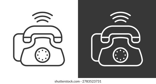 Old Phone Icon Set Vector Collection Isolated In Black And White