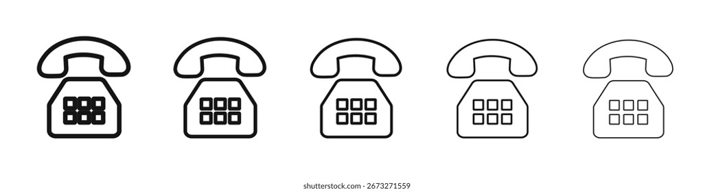 old phone icon vector outline set illustration sign