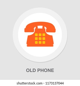 Old Phone Icon - Vector Telephone Machine Illustration - Phone Symbol Isolated, Communication Call Icon