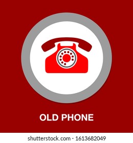 old phone icon - vector telephone machine illustration - phone symbol isolated, communication call icon