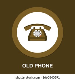 Old Phone Icon - Vector Telephone Machine Illustration - Phone Symbol Isolated, Communication Call Icon