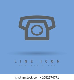 Old phone minimal vector icon. Telephone flat line icon for websites and mobile minimalistic flat design.