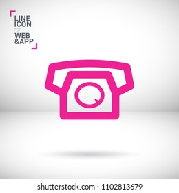 Old phone minimal vector icon. Telephone flat line icon for websites and mobile minimalistic flat design.