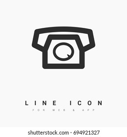 Old phone minimal vector icon. Telephone flat line icon for websites and mobile minimalistic flat design.