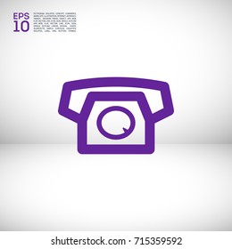 Old phone minimal vector icon. Telephone flat line icon for websites and mobile minimalistic flat design.