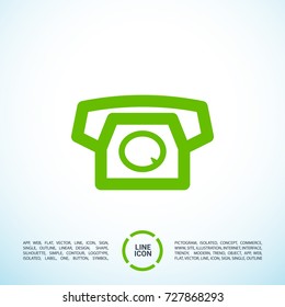 Old phone minimal vector icon. Telephone flat line icon for websites and mobile minimalistic flat design.