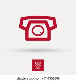 Old phone minimal vector icon. Telephone flat line icon for websites and mobile minimalistic flat design.