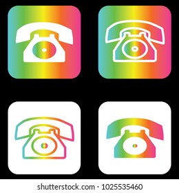 old phone set of icons in a colorful rainbow gradient vector design