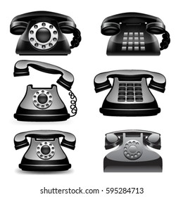 Old phone set. Vector