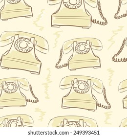 Old phone in style a vintage seamless texture