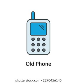 Old Phone Vector   Fill outline Icons. Simple stock illustration stock