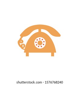 Old phone vector icon illustration isolated on white background. Retro telephone