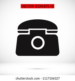 old phone vector icon, stock vector illustration flat design style