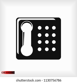 old phone vector icon, stock vector illustration flat design style