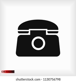 old phone vector icon, stock vector illustration flat design style