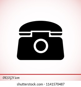 old phone vector icon, stock vector illustration flat design style