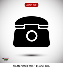 old phone vector icon, stock vector illustration flat design style