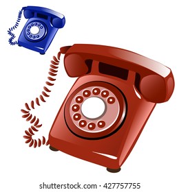 Old phone. Vector illustration.