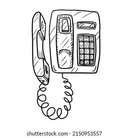 Ilustración vectorial de teléfono antiguo sobre fondo blanco