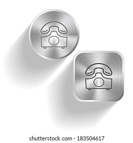 Old phone. Vector set steel buttons