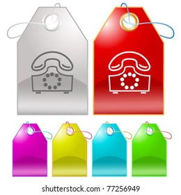 Old phone. Vector tags.